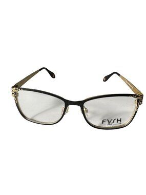 Fysh UK Urban Eyewear 3511 51-17-135 FRAME ONLY Black/Gold Scrollwork Eyeglasses